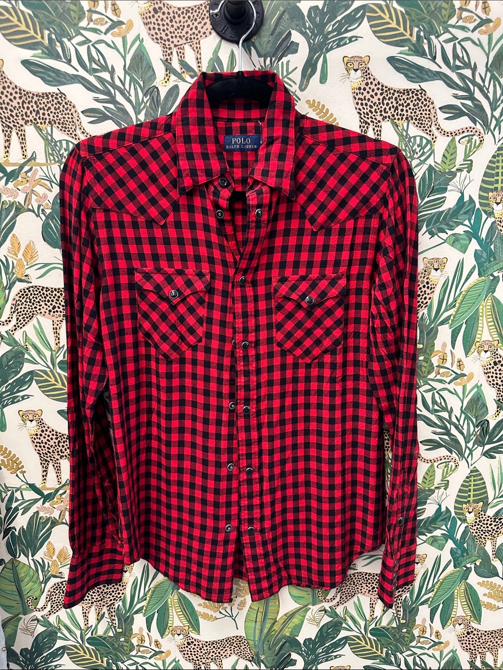 Polo by Ralph Lauren Red and Black Buffalo Check Button-Down Shirt